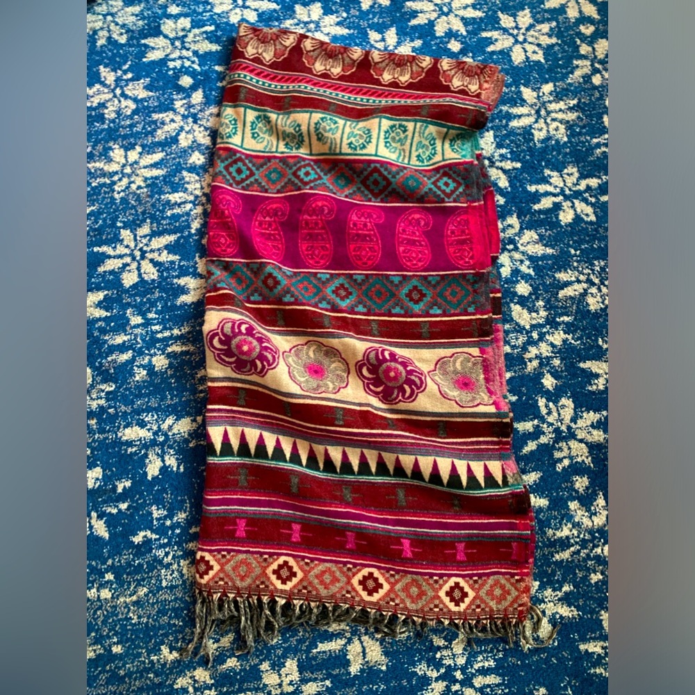 Colorful large fringe scarf shawl